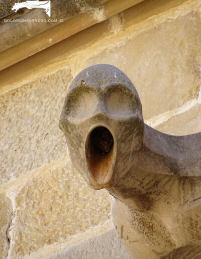 Gárgola contemporánea de la Iglesia de Santa María la Mayor de Valderrobres (Teruel). Es un antropomorfo.