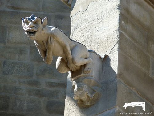 Gárgola de la Catedral de St. Michel en Carcassonne (Francia). Es un demonio antropomorfo con orejas puntiagudas.