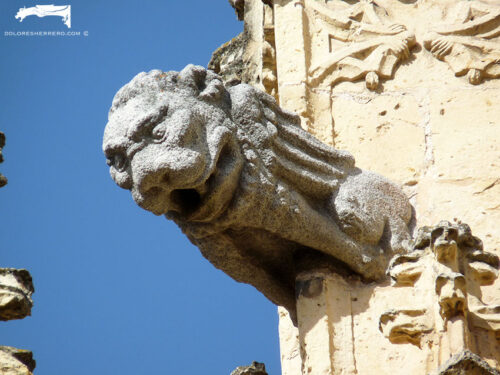 Animal monster gargoyle of the Cathedral of Segovia. It is a winged lion.