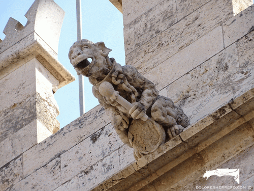 Gargoyle from the Lonja de Valencia. It is a real animal: a chained monkey.
